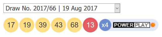 Powerball loterii tulemused 19 august 2017