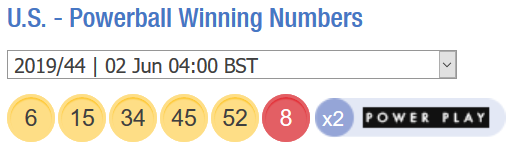 American Powerball lotteri resultater og vinnende tall 1 June 2019 Saturday draw
